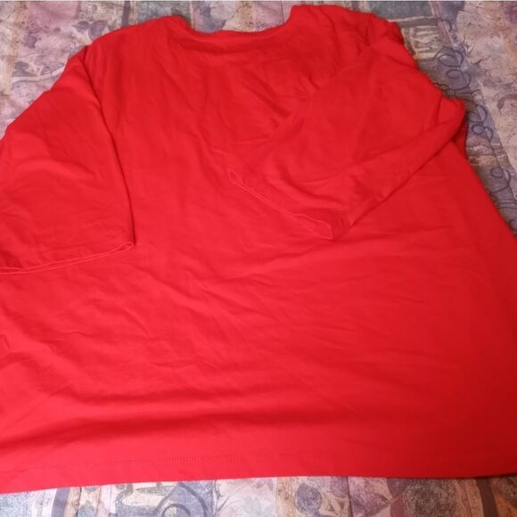 Basic Editions Plus Size 2X Red Lined Lace 3/4 Sleeve Women's Top - Picture 7 of 7
